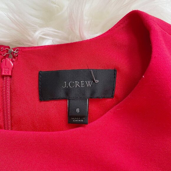 J Crew Bright Red Scallop Grommet Hem Sleeveless Mini Shift Dress - Picture 6 of 8